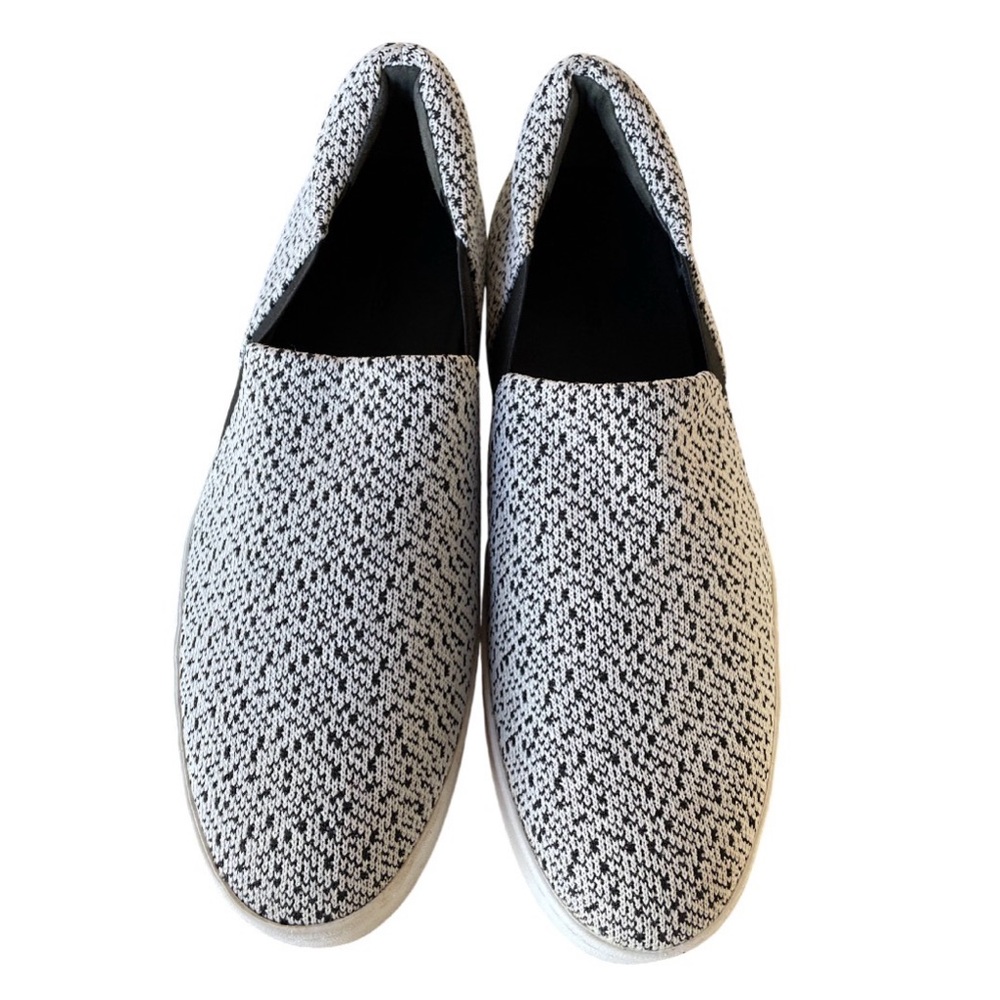 Vince Black and White Knit Slip-On Sneakers